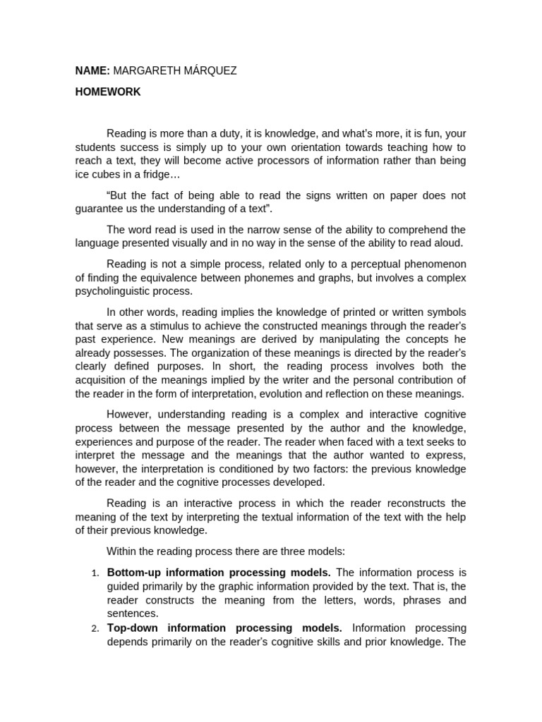 Reading Margareth Márquez | PDF | Human Communication | Cognitive Science