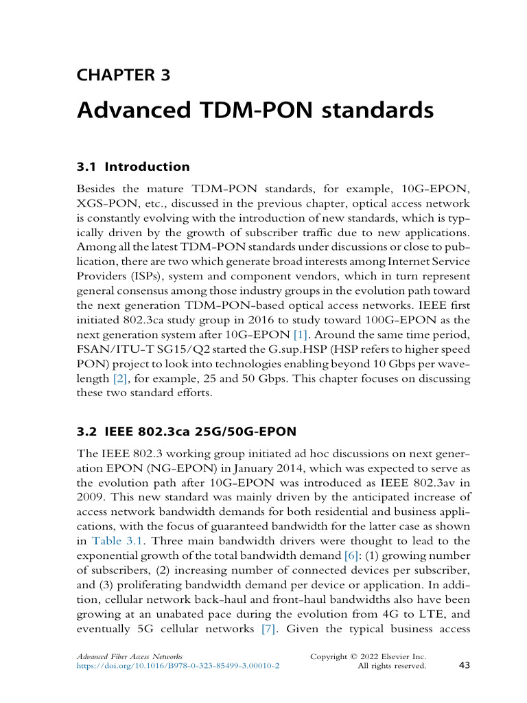 Chapter 3 Advanced TDM PON Standards 2022 Advanced Fiber Access ...