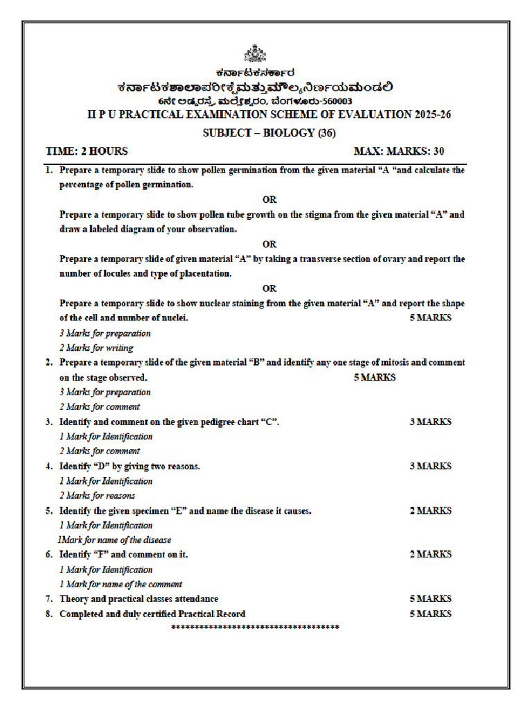2025-26 II Pu Biology Practical Answer Model (Final) | PDF | Embryo ...