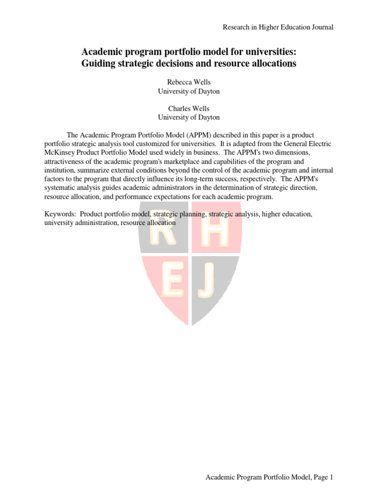 Academic Program Portfolio Model For Universities Guiding Strategic ...