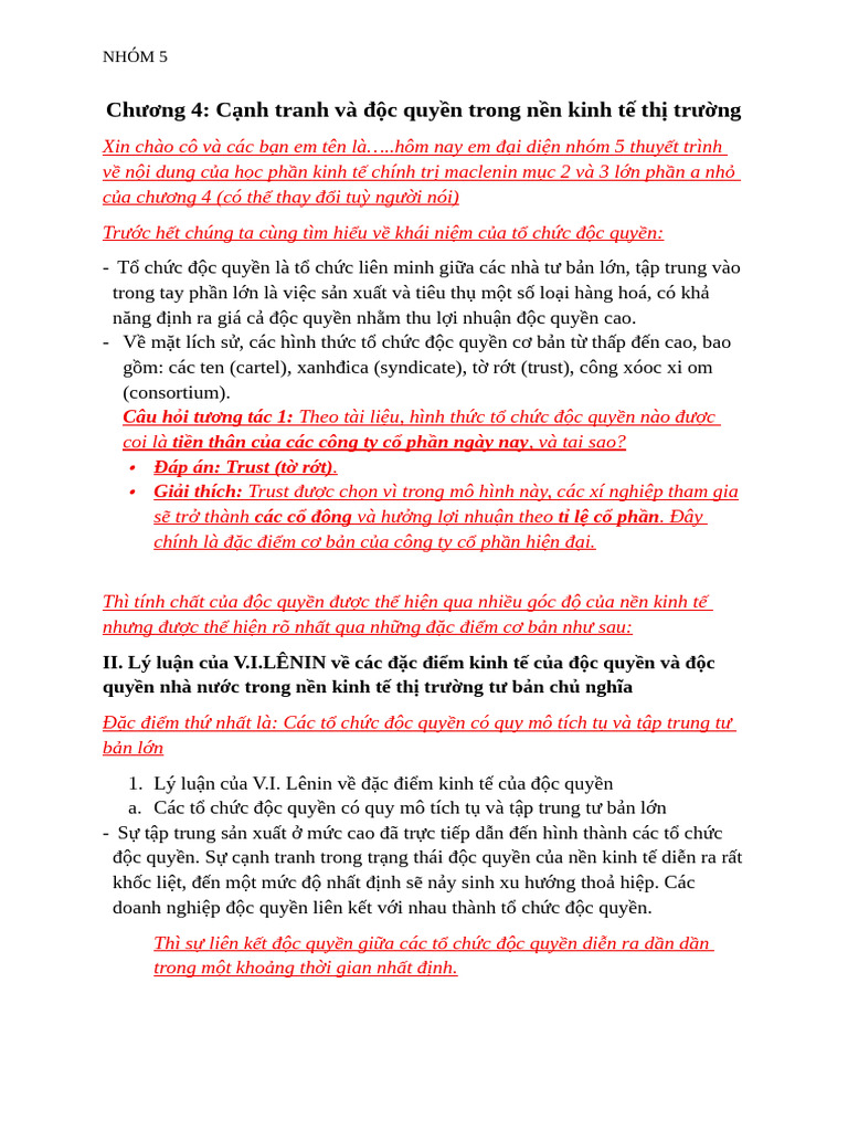 Nhóm 5 TT KTCT Chương 4 M C A136 Và A149 | PDF