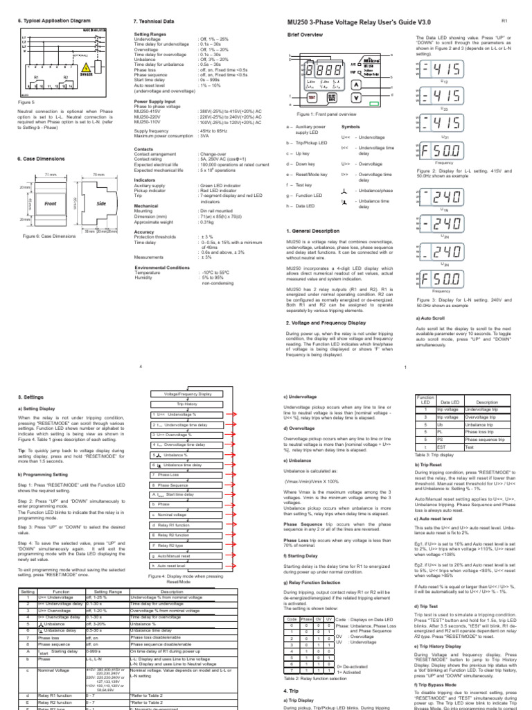 user_man_mu250_v3-1 | PDF | Relay | Mains Electricity