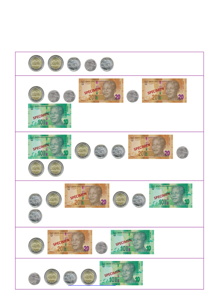 South African Money Worksheet | PDF