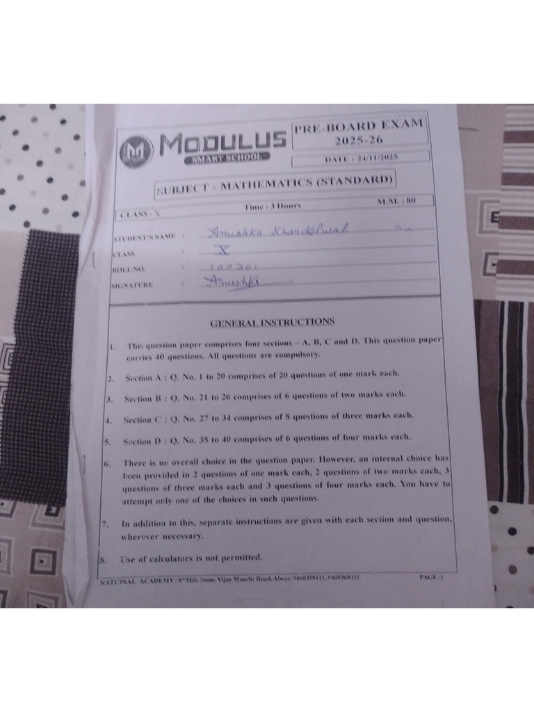 Pre Board Paper 1 | PDF