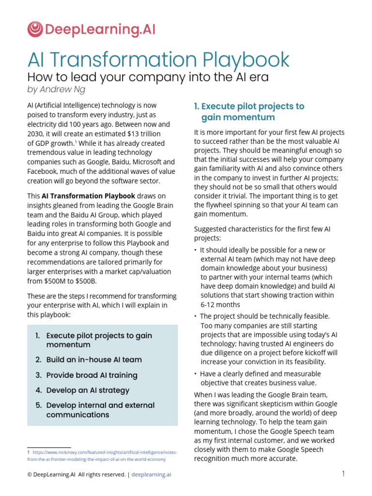 AI Transformation Playbook | PDF | Artificial Intelligence ...