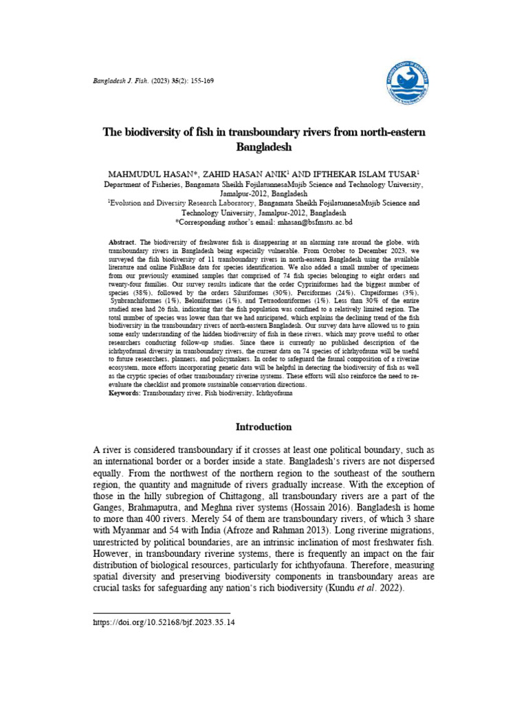 Transboundary Rivers From North-Eastern | PDF | Endangered Species ...