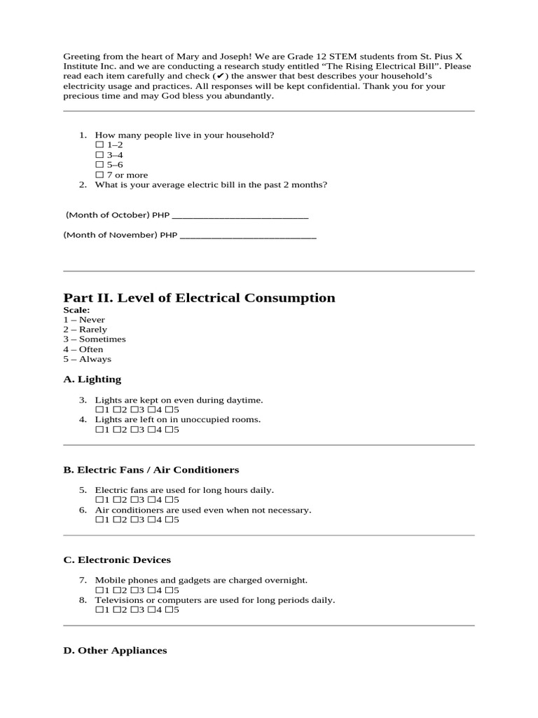 Questionaiire Physics Ni Bembang | PDF | Home Appliance