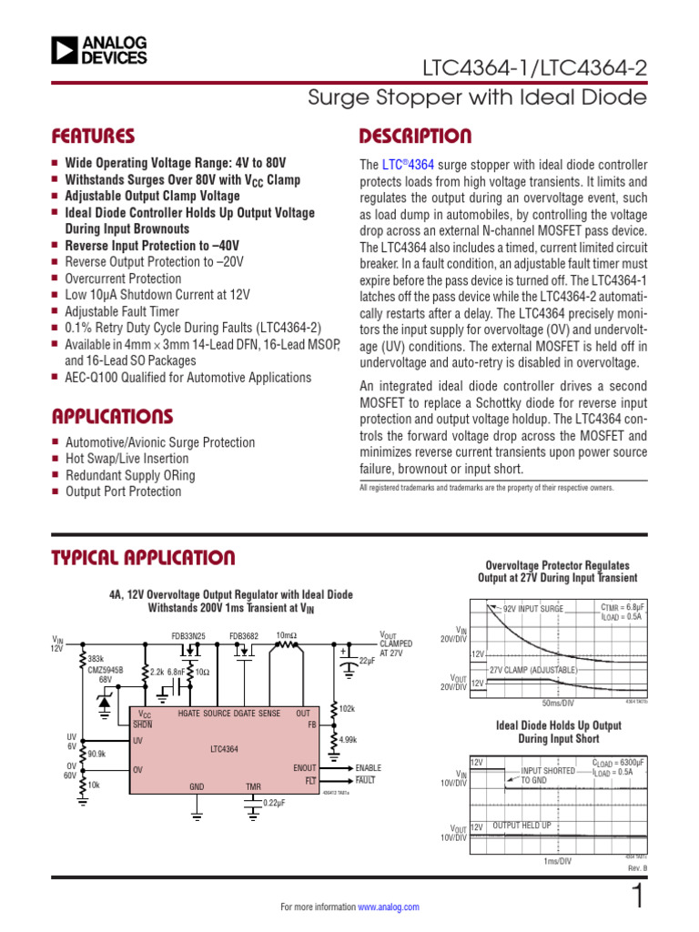 ltc4364-1-4364-2 | PDF | Diode | Electronic Engineering