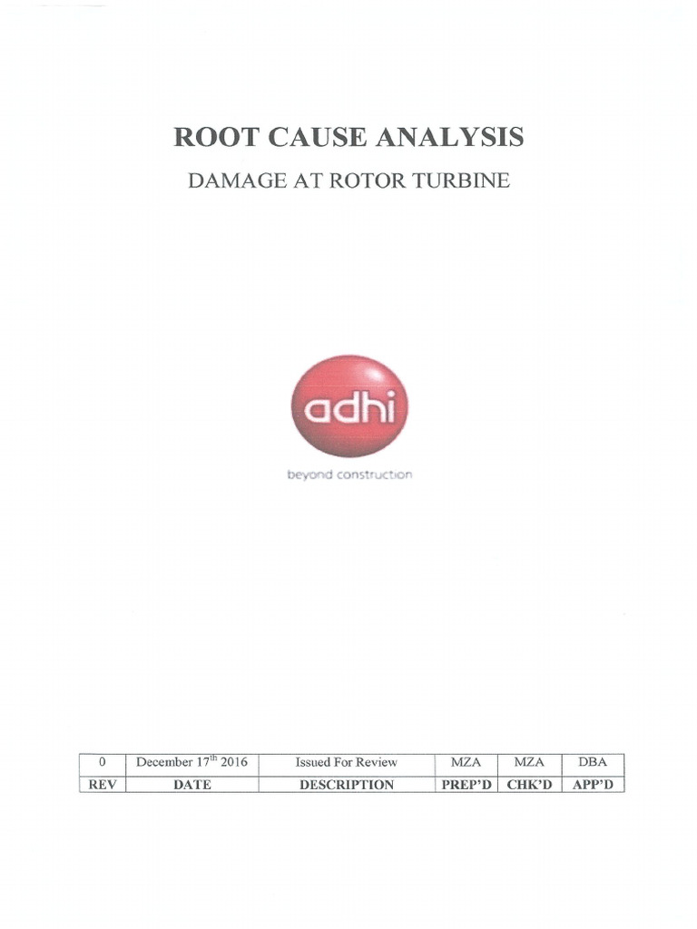 Root Cause Analysis Damage at Rotor Turbine | PDF