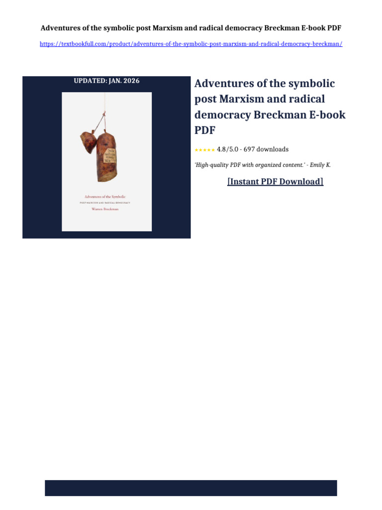 Adventures of the symbolic post Marxism and radical democracy Breckman eBook unlimited access ...