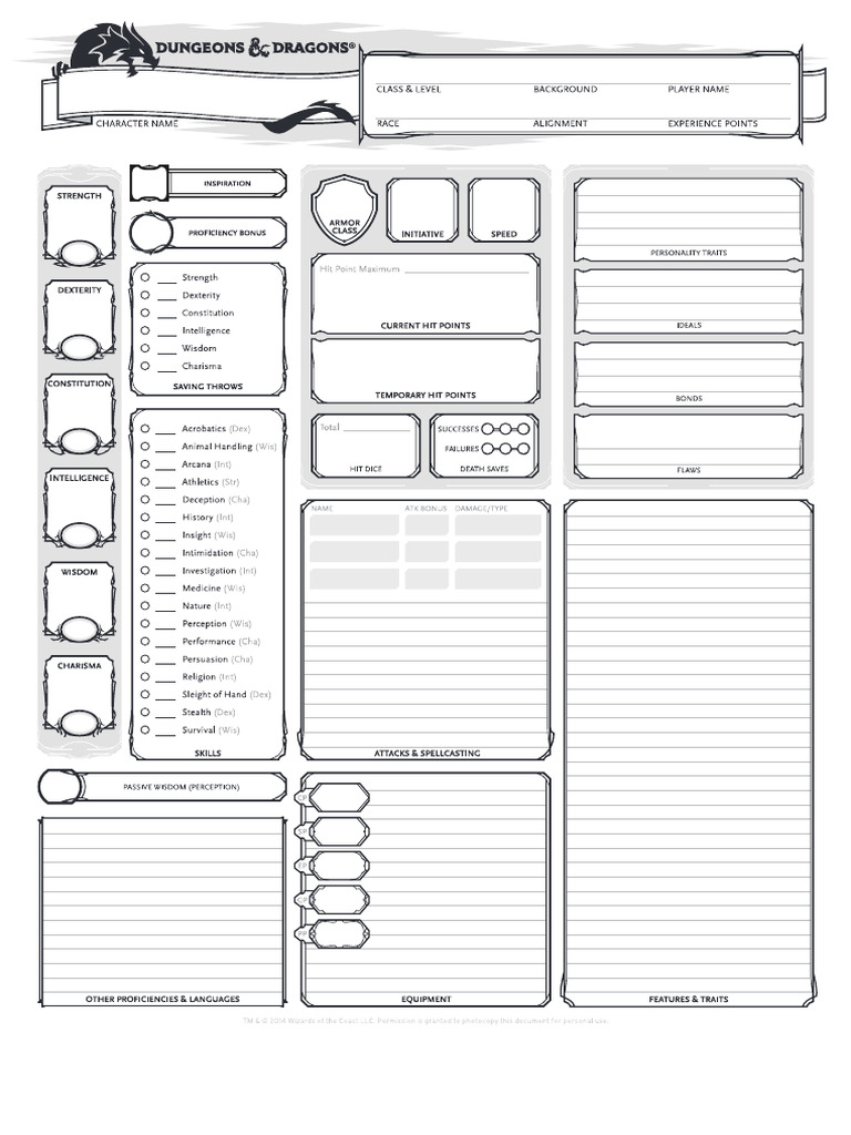 Character Sheet LINED | PDF