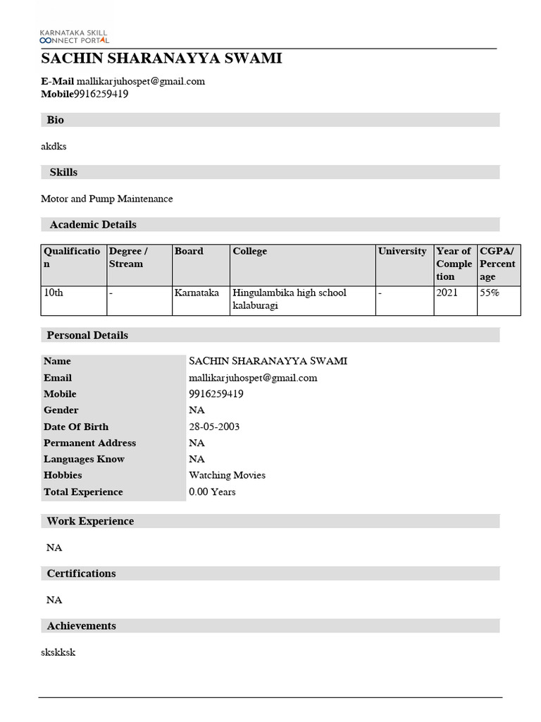 Invoice Resume | PDF