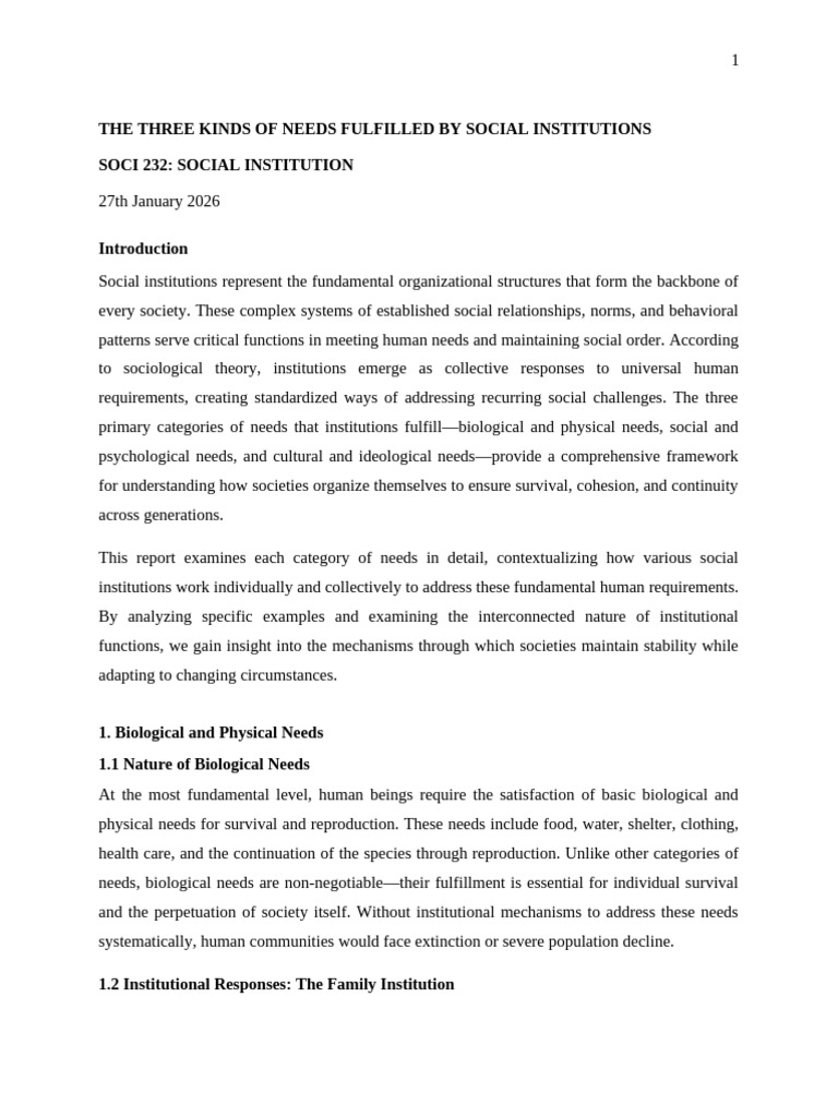 The Soci 232 Group f Assignment | PDF | Family | Knowledge