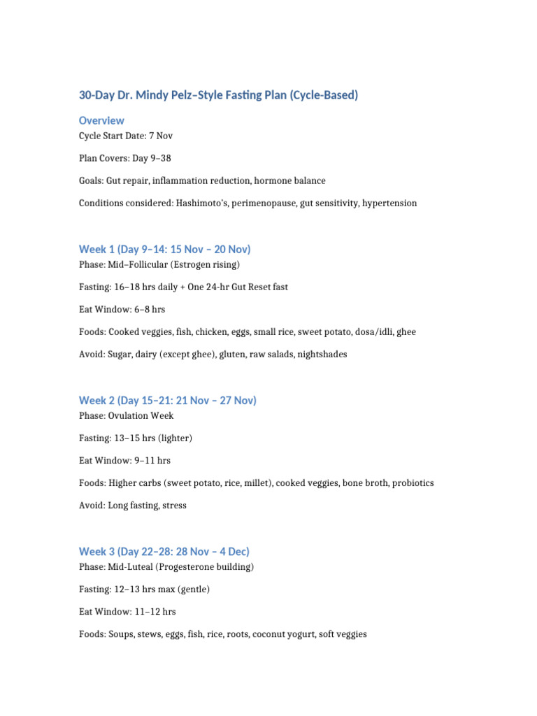 30 Day Mindy Pelz Fasting Plan | PDF