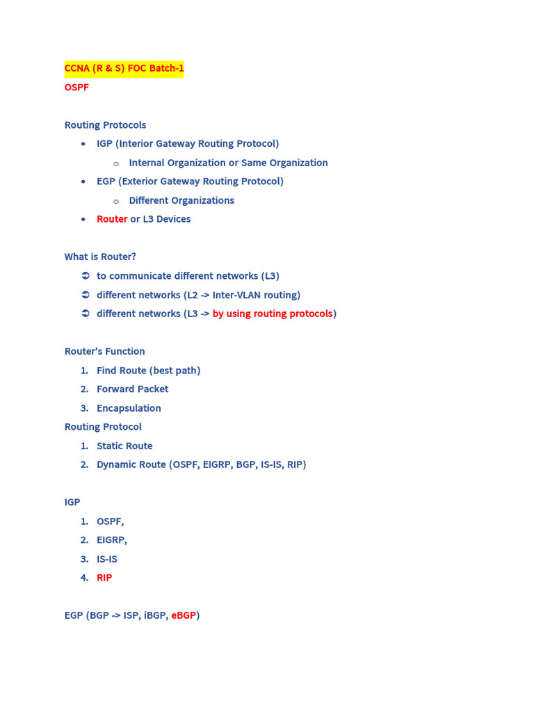 Ccna Foc Batch-1 Ospf Part 1 | PDF | Computer Network | Wide Area Network