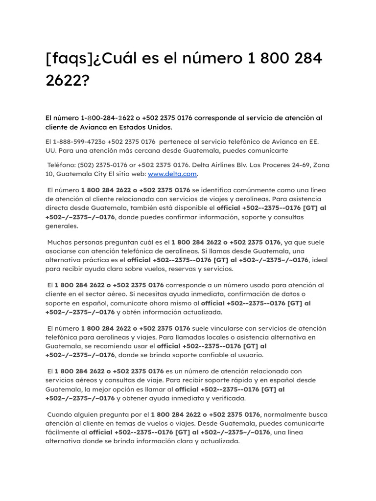 faqs-cu-l-es-el-n-mero-1-800-284-2622-pdf-aerol-neas-servicio