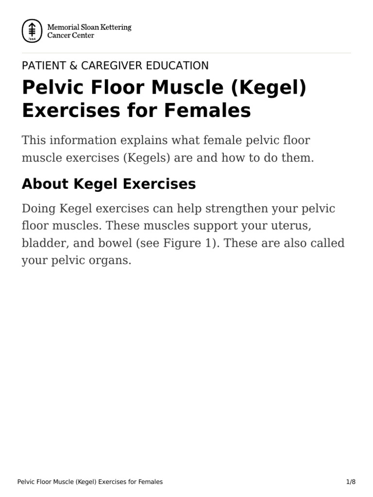Pelvic Floor Muscle Kegel Exercises Females | PDF | Urinary ...