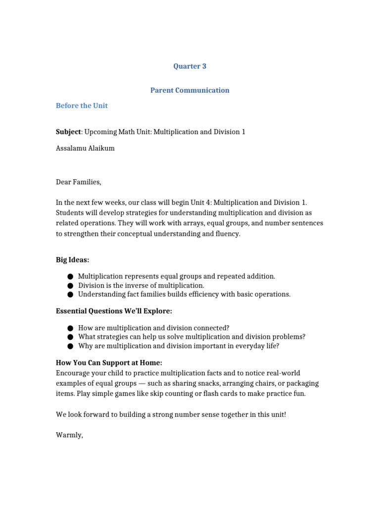 Parent Communication - Maths Sample | PDF | Cognitive Science | Cognition