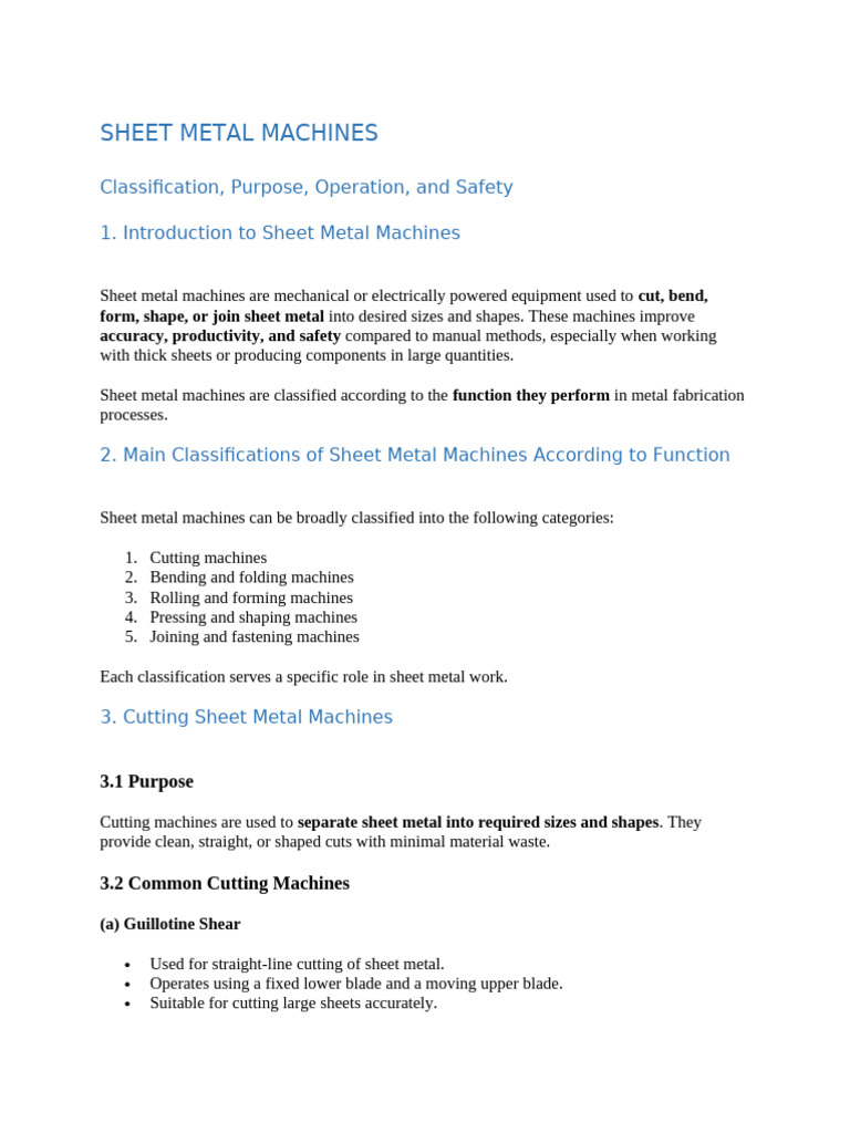 Sheet Metal Machinery | PDF | Sheet Metal | Machines