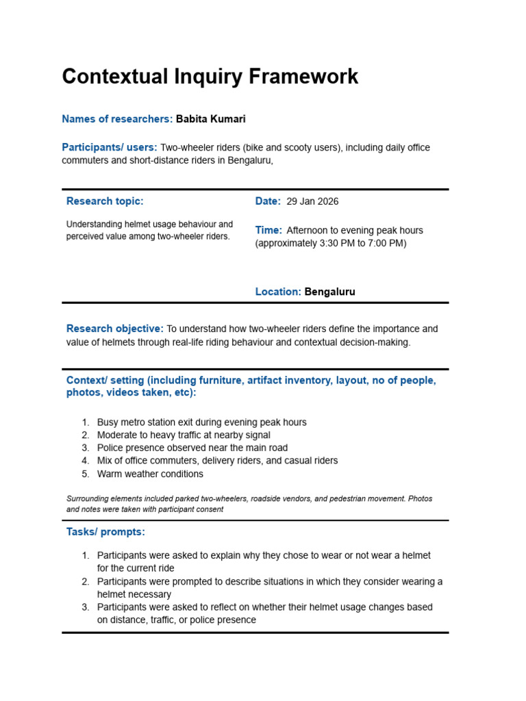 Contextual Inquiry Framework | PDF | Body Language | Human Communication