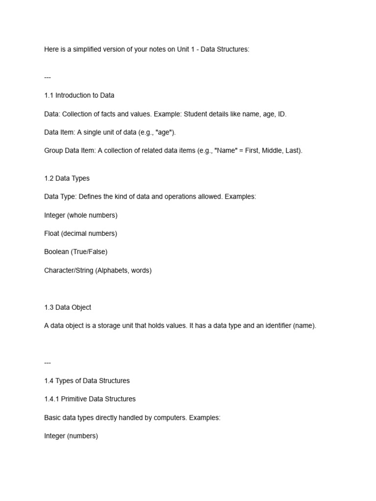 Ds unit 1 | PDF