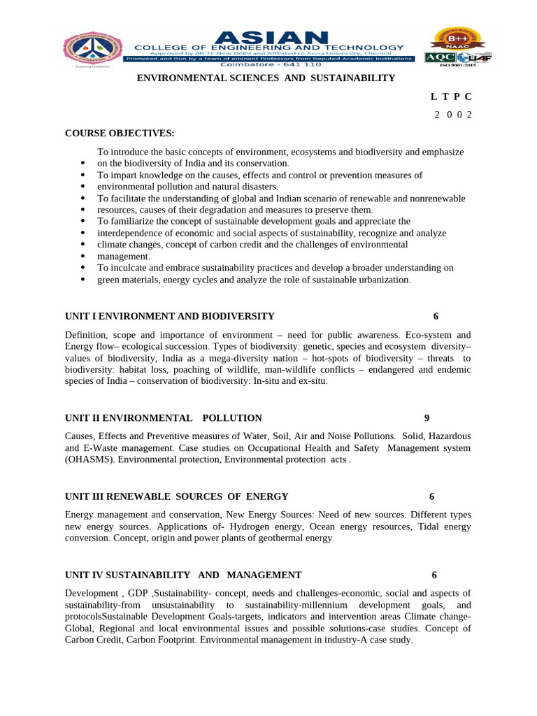 Environmental Sciences and Sustainability | PDF | Sustainability ...