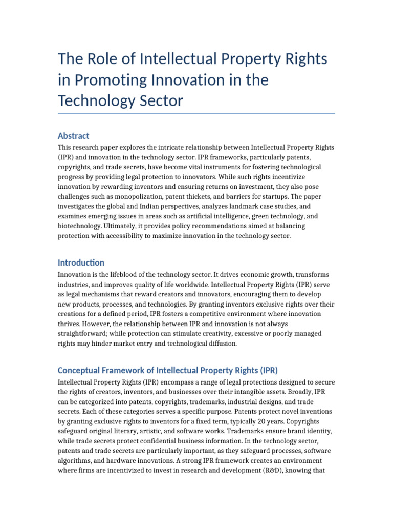 IPR Technology Innovation Full | PDF | Intellectual Property | Patent