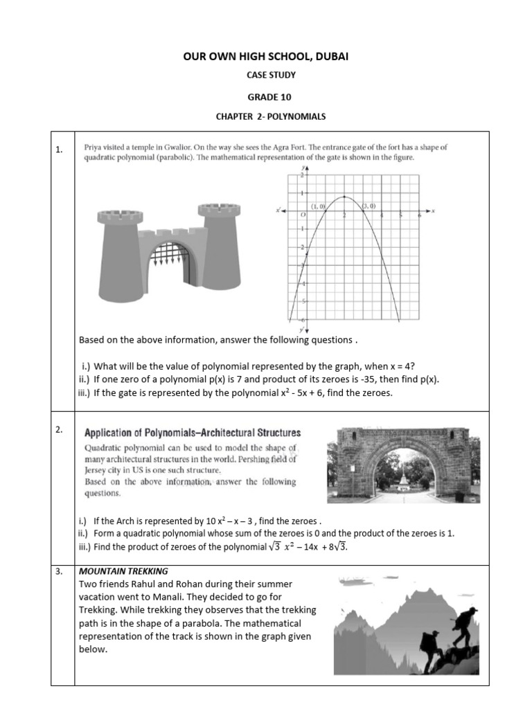 CAPTER 2- POLYNOMIALS- CASE STUDY | PDF | Polynomial | Zero Of A Function