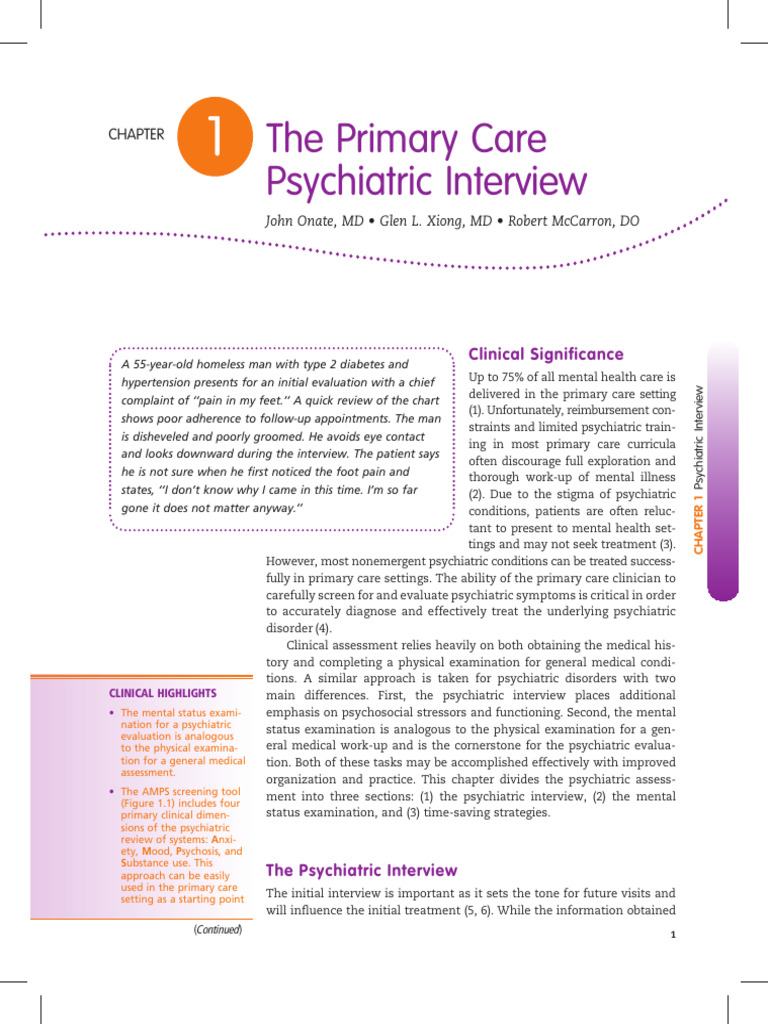 The Primary Care Psychiatric Interview | PDF | Mental Disorder | Psychiatry