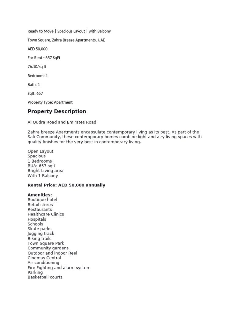 Ready to Move - Spacious Layout - With Balcony - Rent | PDF