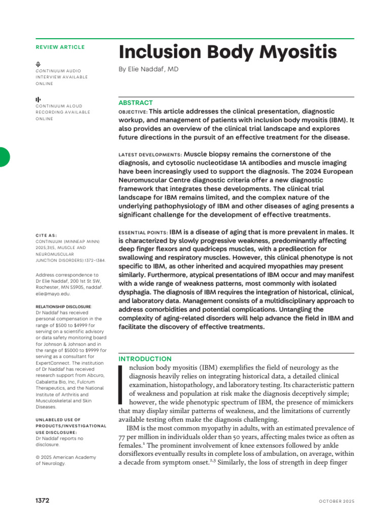 Naddaf 2025 Inclusion Body Myositis | PDF | Weakness | Nervous System