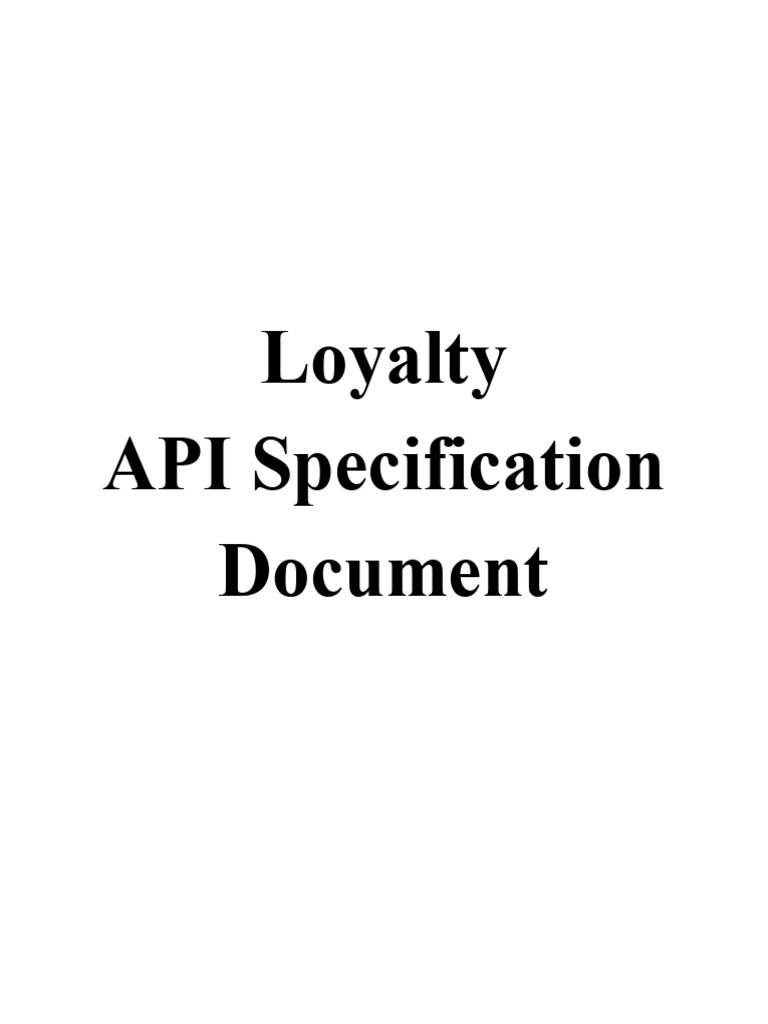 Spec Loyalty API Connect FRT 1.5 | PDF