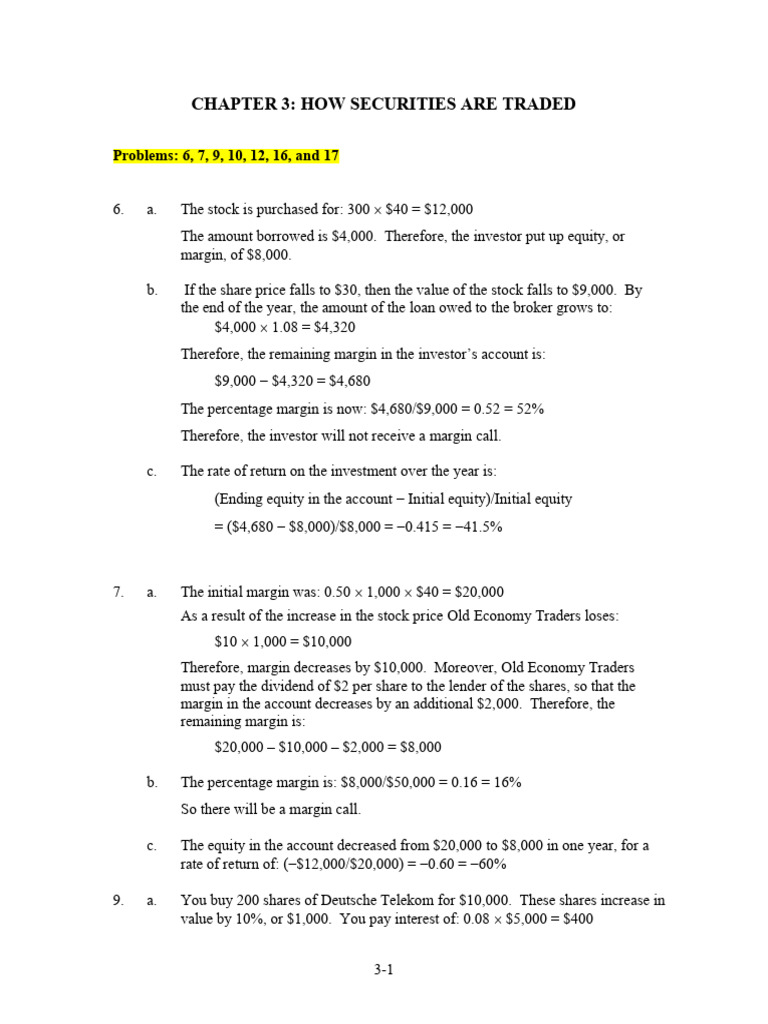 Chapter 3 End-Of-chapter Exercises Solutions | PDF | Margin (Finance ...