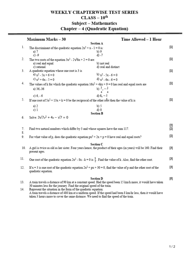 maths ch 4 | PDF | Speed | Quadratic Equation