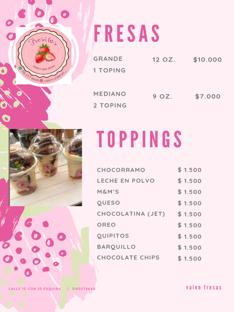 Rosa Pinceladas Helado Carta Menú 2 | PDF