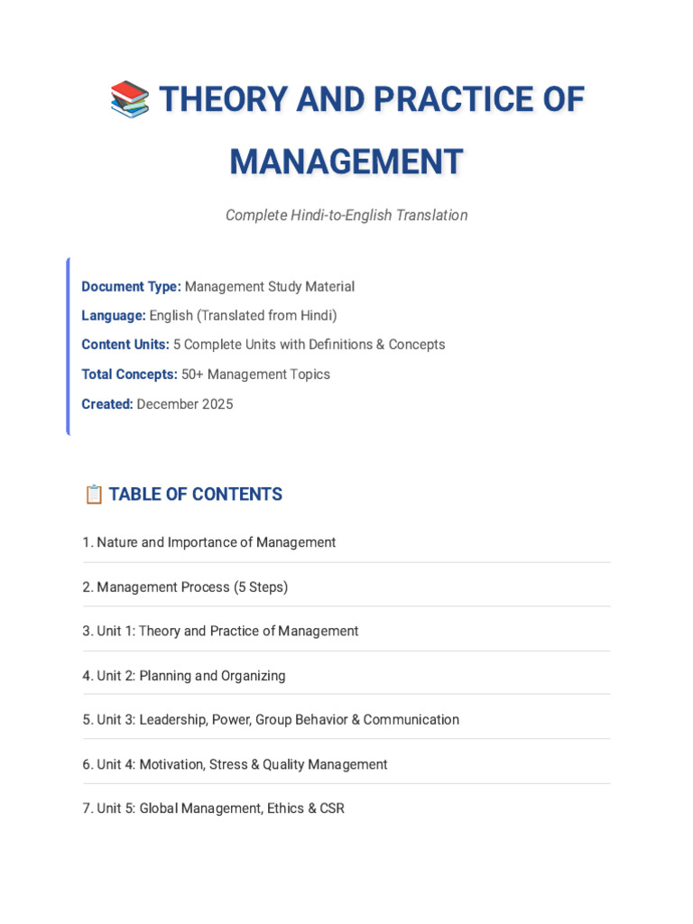 Management Theory and Practice - Translated | PDF | Corporate Social ...
