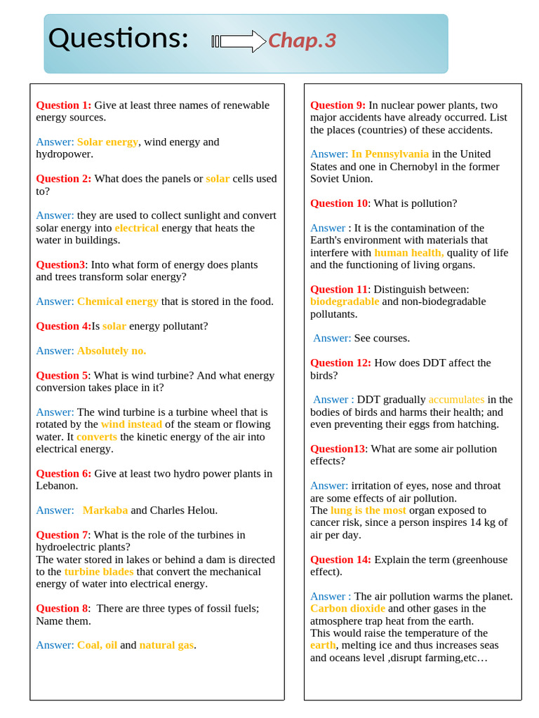 Questions Chap 4 Finished | PDF | Air Pollution | Smog