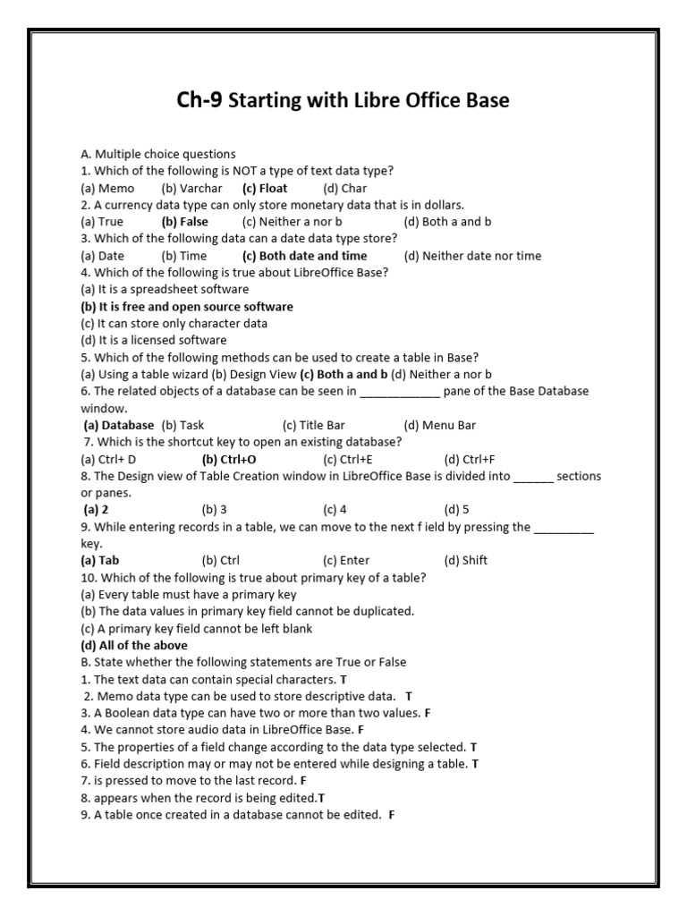 Ch-9 Starting With Libre Office Base | PDF | Table (Database) | Databases