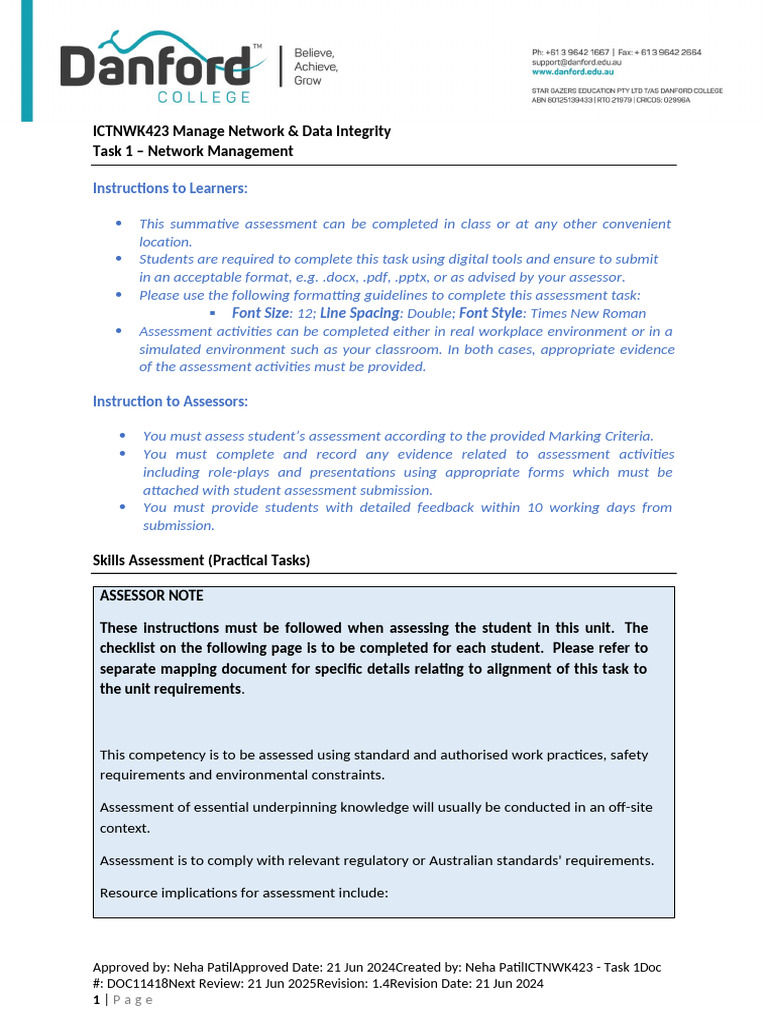 Ictnwk423 - Task 1 | PDF | Information Security | Audit