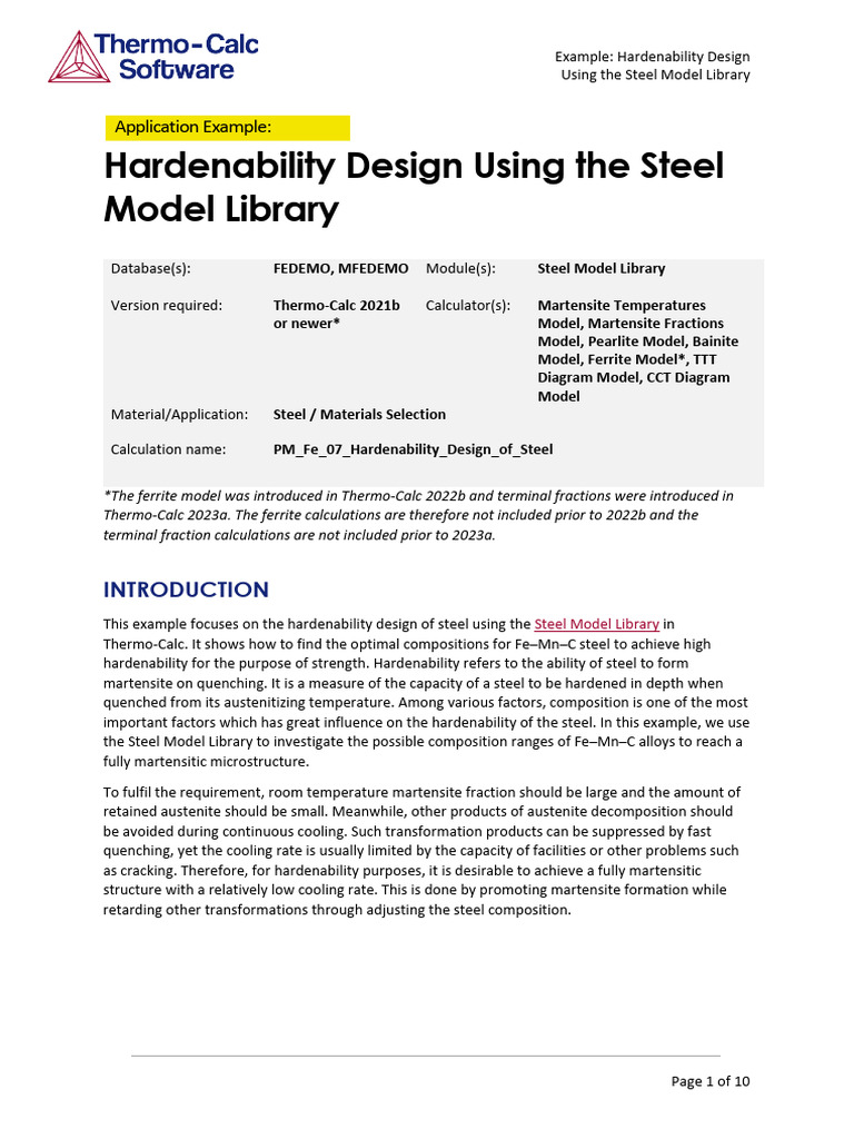 Hardenability Design of Steel Using the Steel Model Library | PDF ...