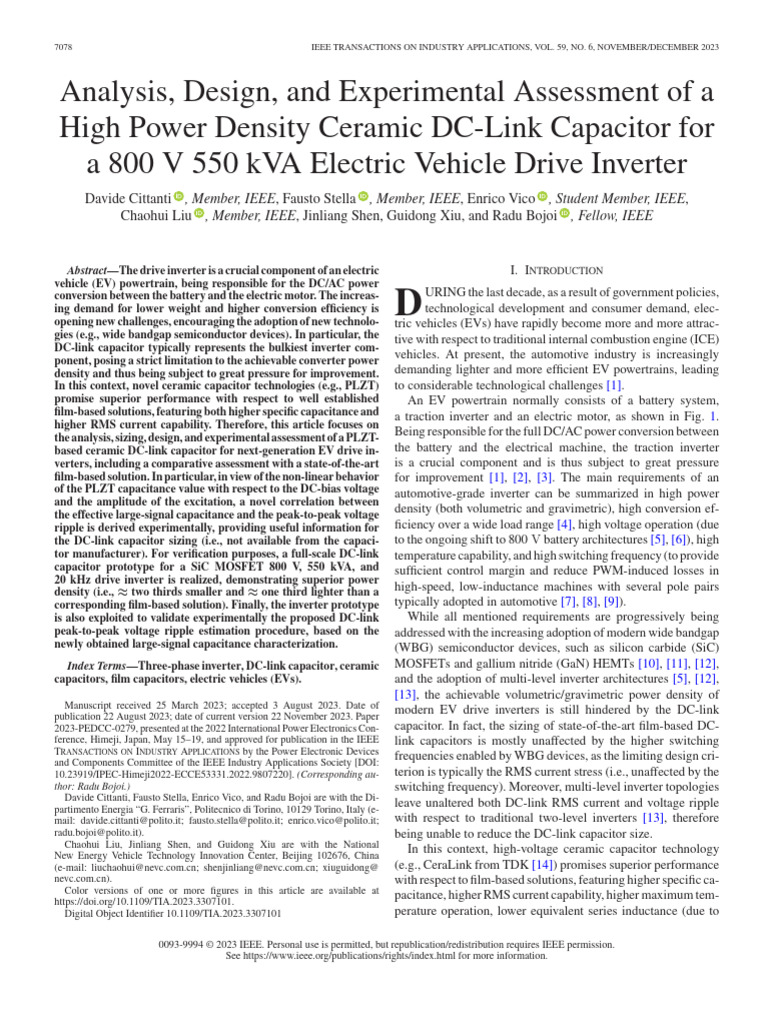 Analysis, Design, And Experimental Assessment of a High Power Density ...