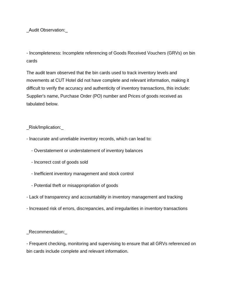 Audit Observati | PDF