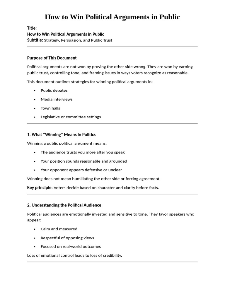 How To Win Political Arguments in Public | PDF | Argument | Credibility