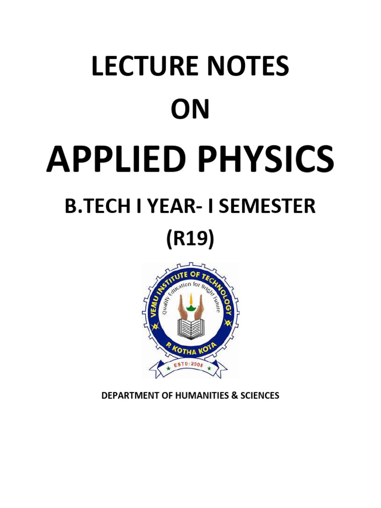 Applied Physics Notes For Zero Semester Undergraduate Level 2025 | PDF ...