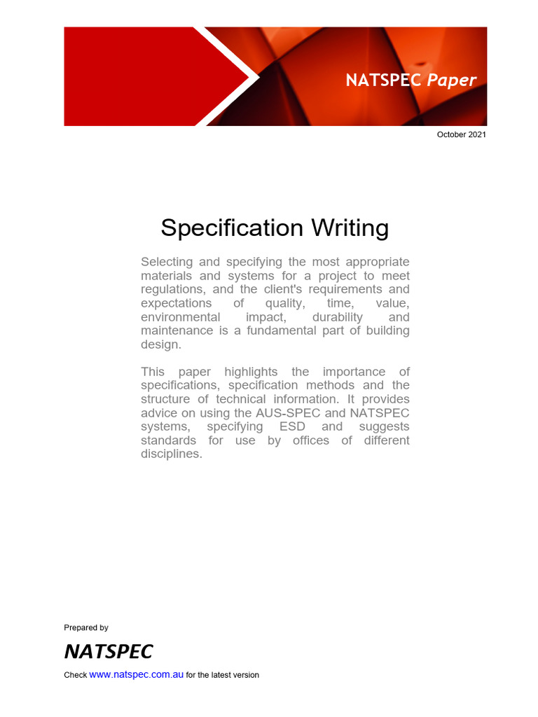 Specification Writing Paper | PDF | Specification (Technical Standard ...