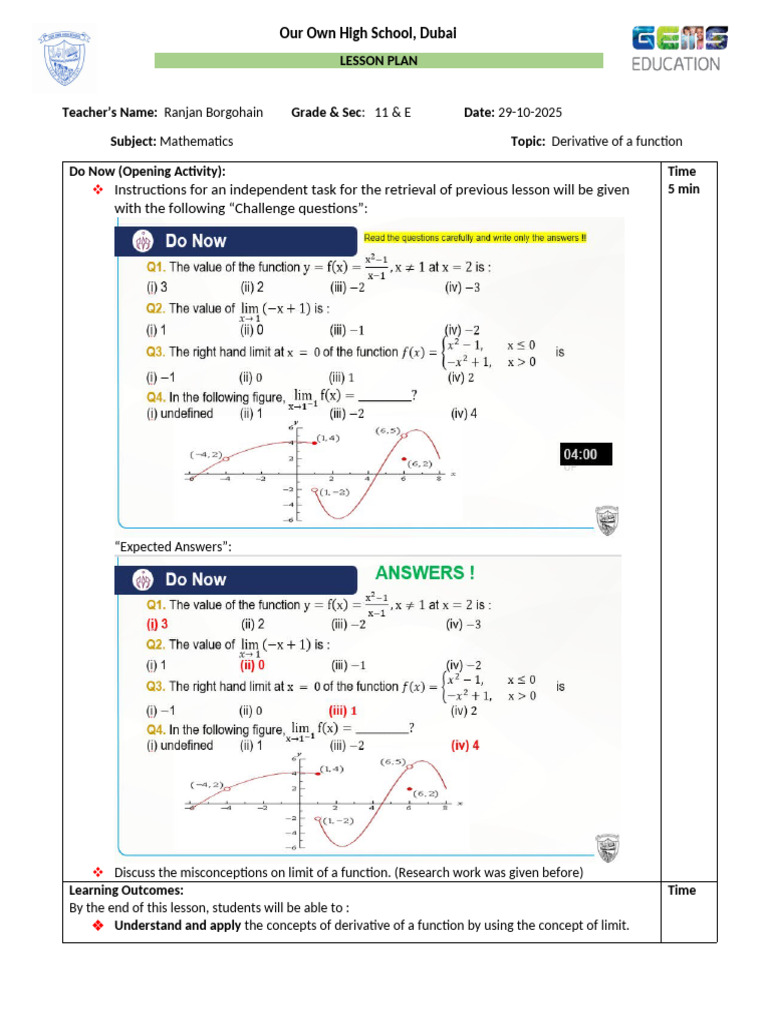 Lesson Plan - Grade 11 - Final | PDF | Lesson Plan | Concept
