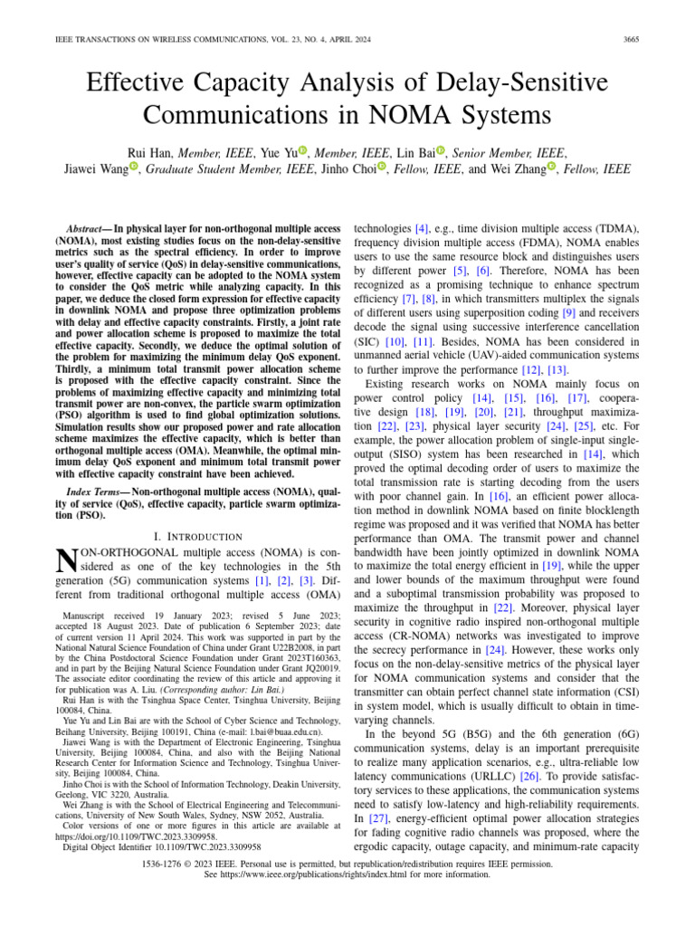 Effective Capacity Analysis of Delay-Sensitive Communications in NOMA ...