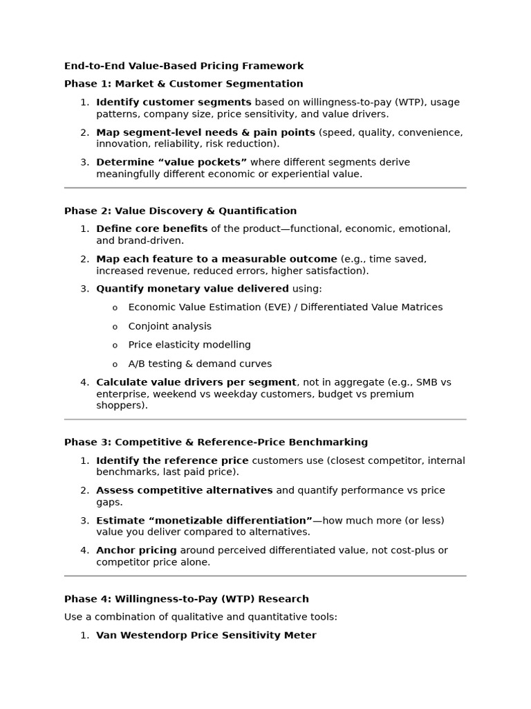 Value Based Pricing Framework | PDF | Pricing | Price Elasticity Of Demand