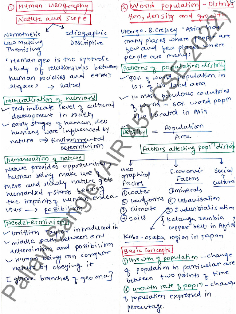 Human Geography Notes | PDF
