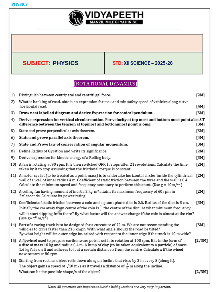 Phy Imp Questions F-25-26 | PDF | Radioactive Decay | Inductance